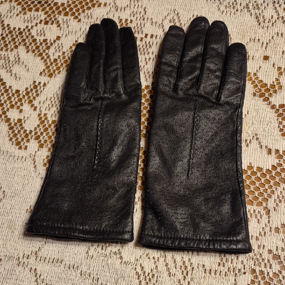 Sophisticated Black Perforated Gloves